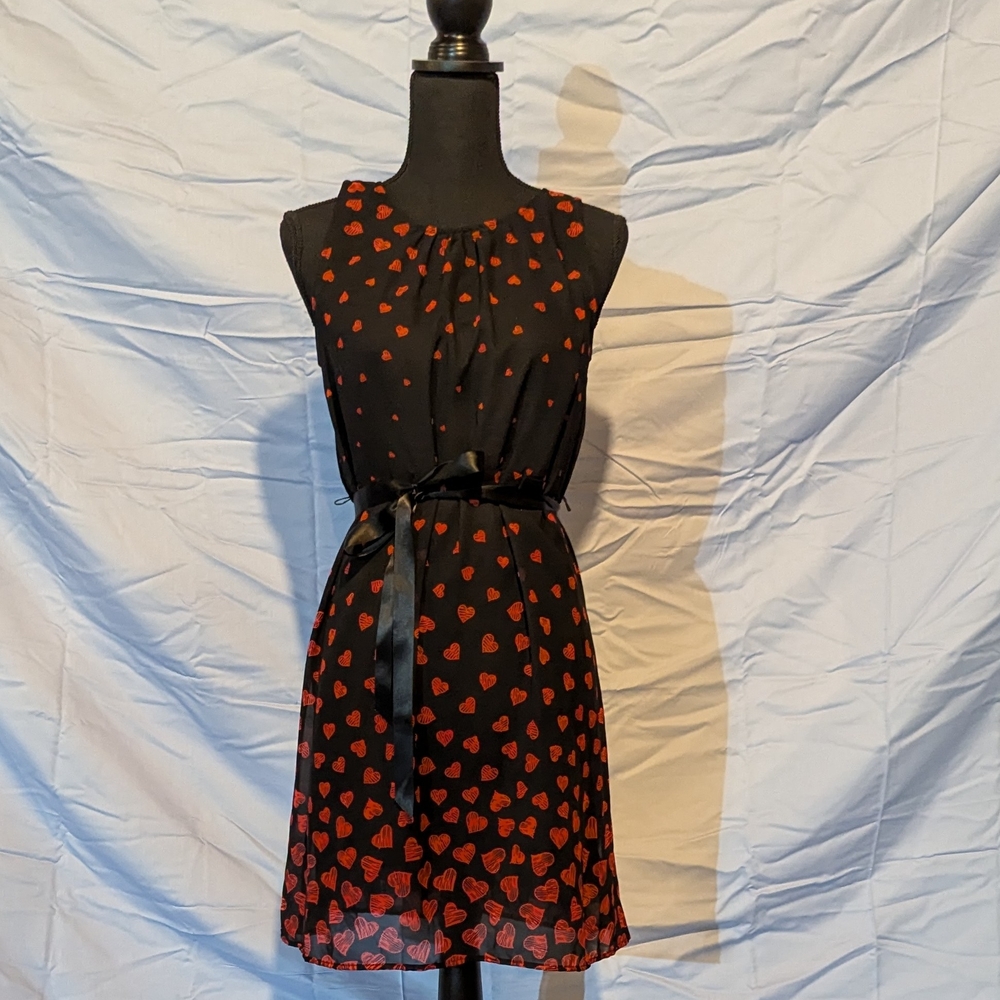 Black and Red Heart Print Dress